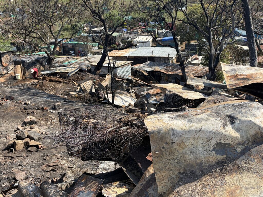The aftermath of the fire in the Blackburn settlement, Durban